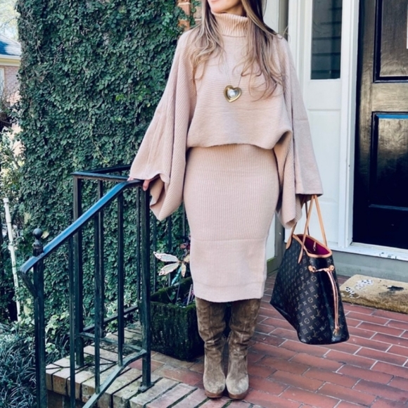 FIRM PRICE!⭐From⭐️PARIS⭐Fabulous 2 Piece Sweater Knit Tank Dress and Sweater Set - Picture 7 of 9